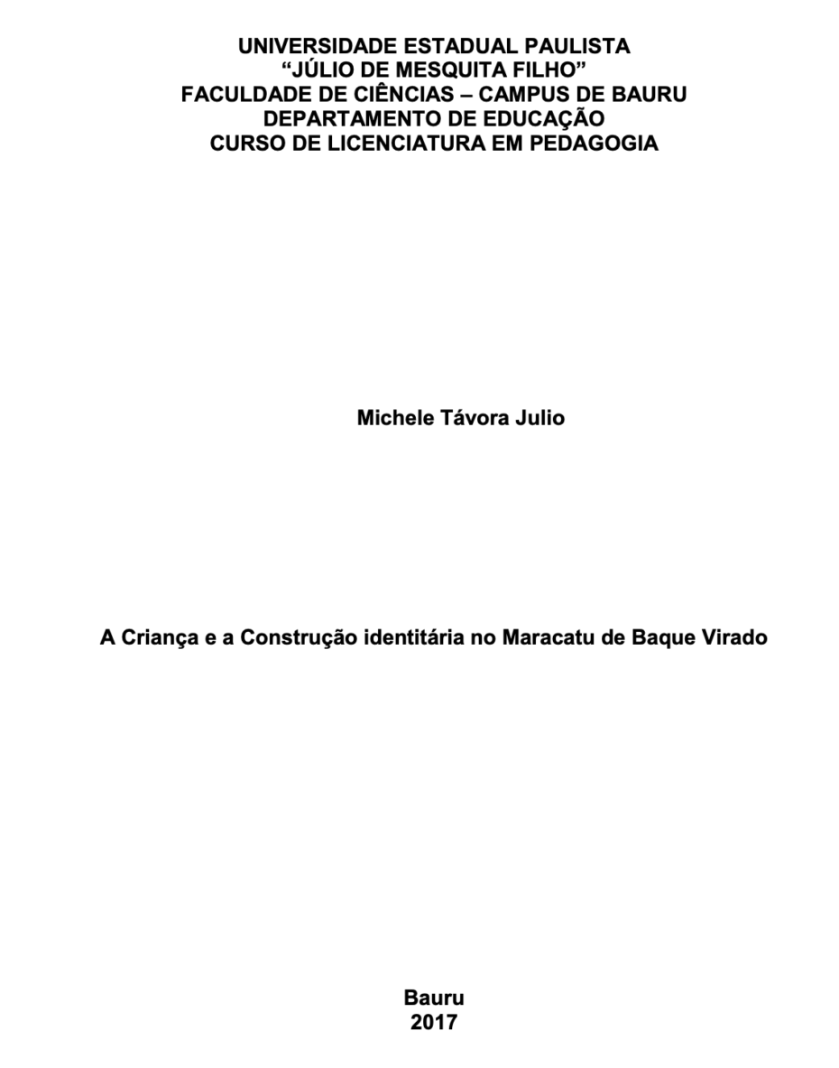A criança e a construcao identitaria no Maracatu de Baque Virado michele tavora julio bauro 2017 historia e estudos maracatuteca