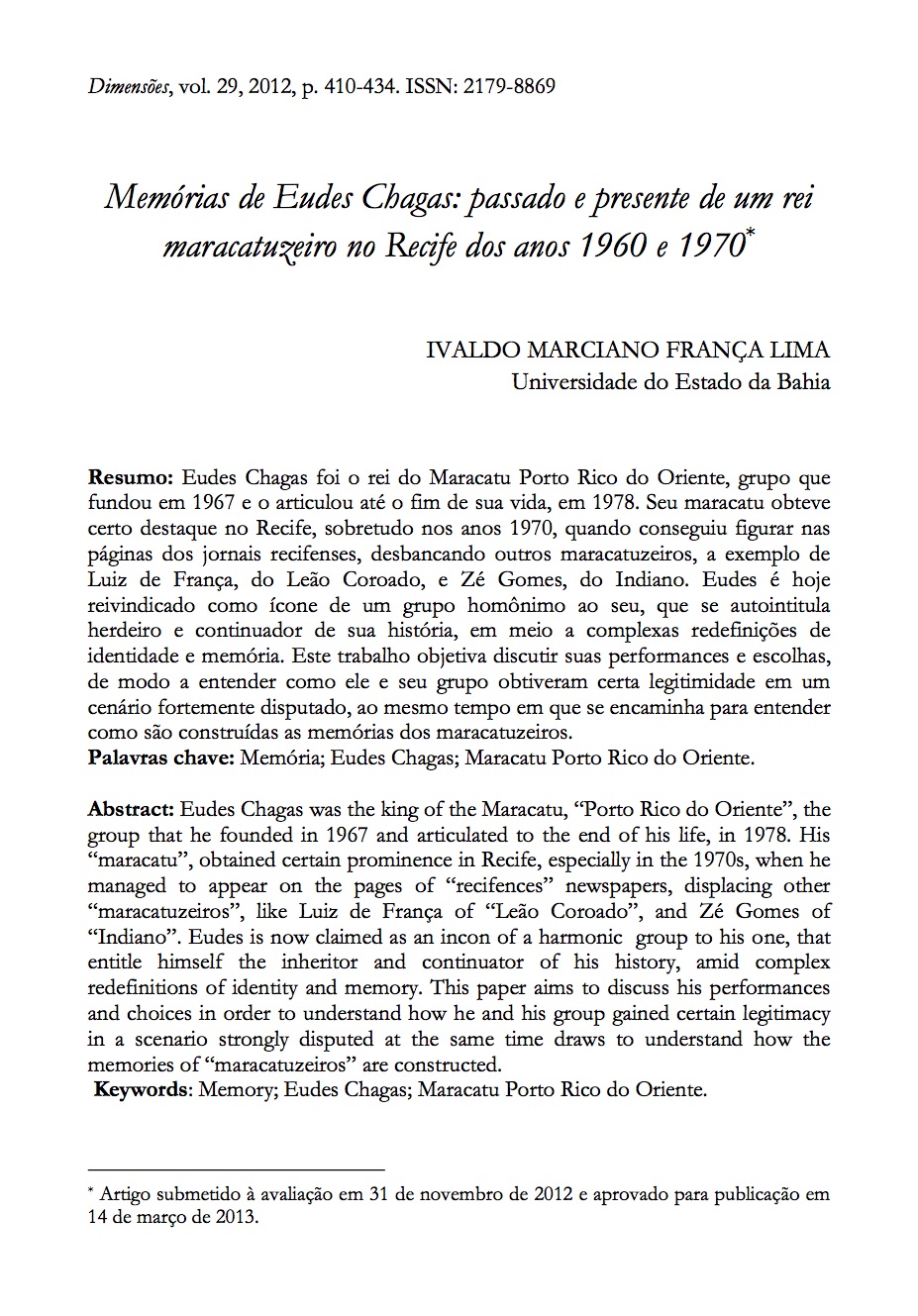 memórias de eudes chagas